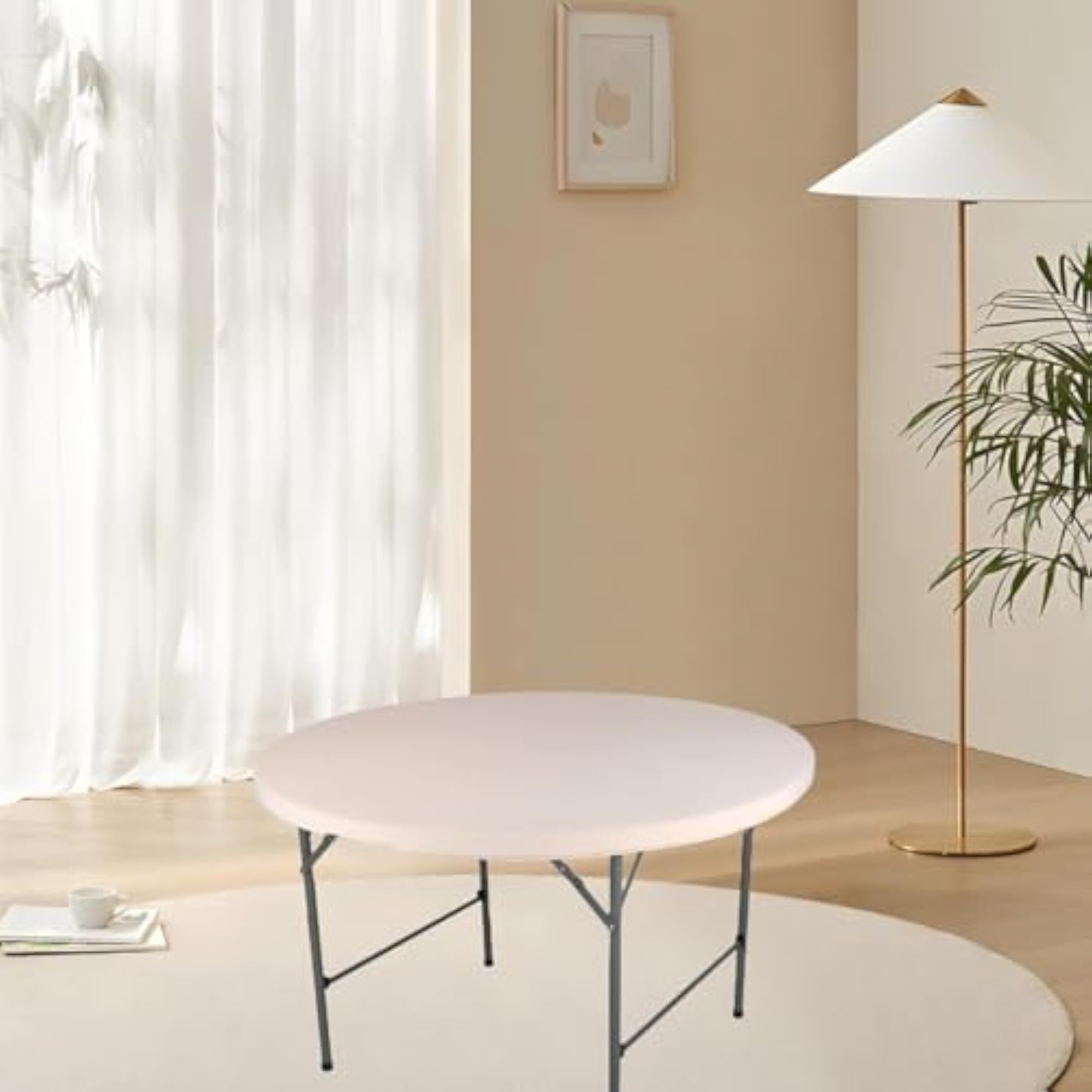 Fitted Round Table Cloth with Elastic Edge for Lightweight Coverage